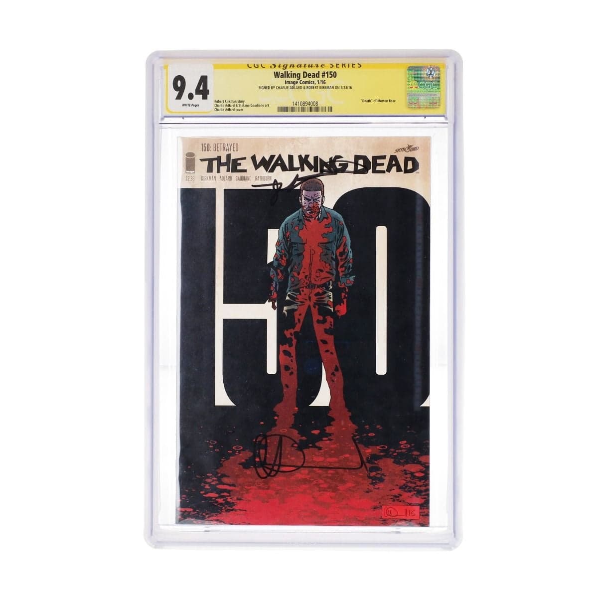 a BCW Graded Comic Slab Bumper applied to a CGC-graded comic book slab containing "The Walking Dead #150."