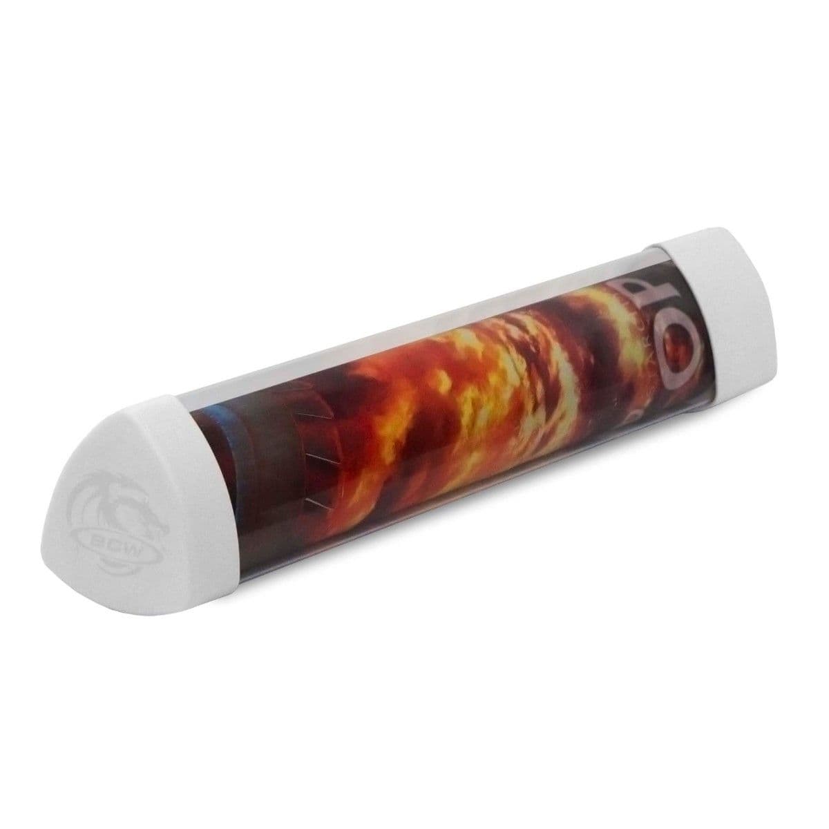 BCW Playmat tube with white dice cap with playmat inside