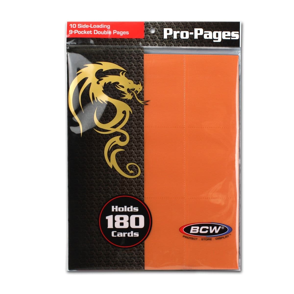 Pack of BCW orange 18-pocket pages