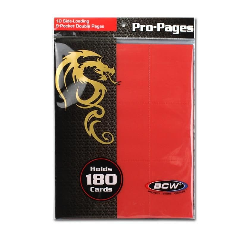 Pack of BCW red 18-pocket pages