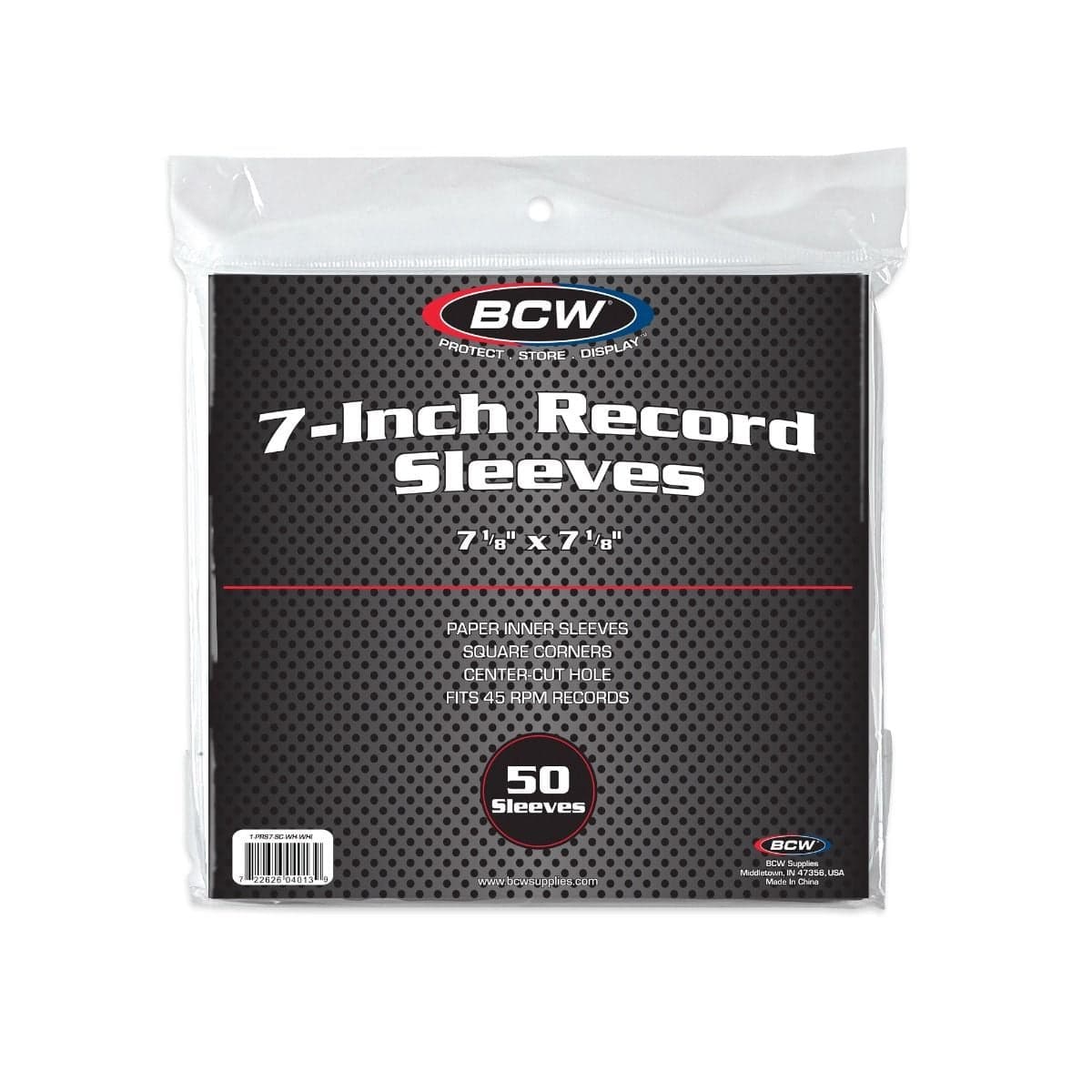7 Inch Record Paper Inner Sleeves - Square Corners - With Hole - White packaging