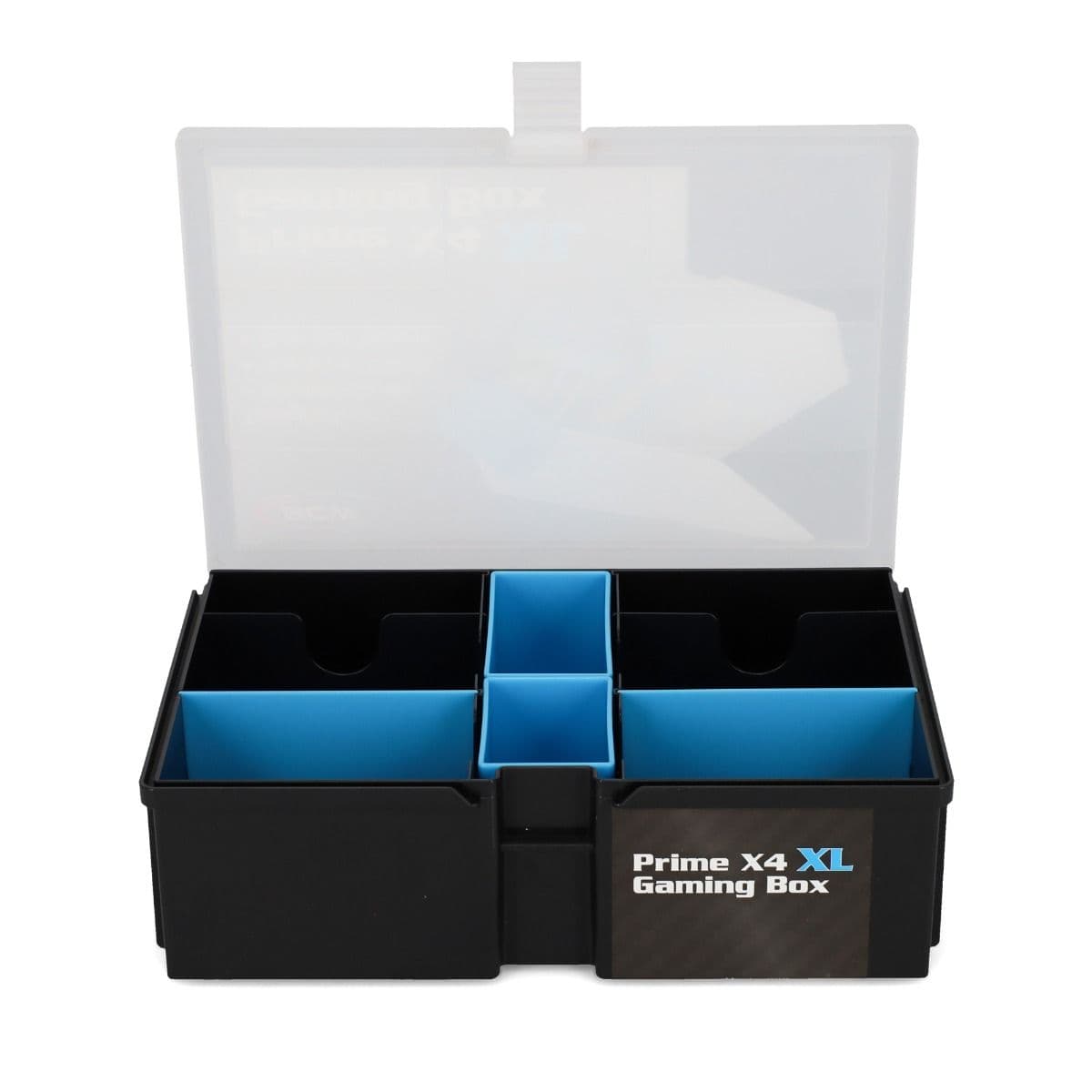 BCW Prime X4 XL Gaming Box open with dividers front