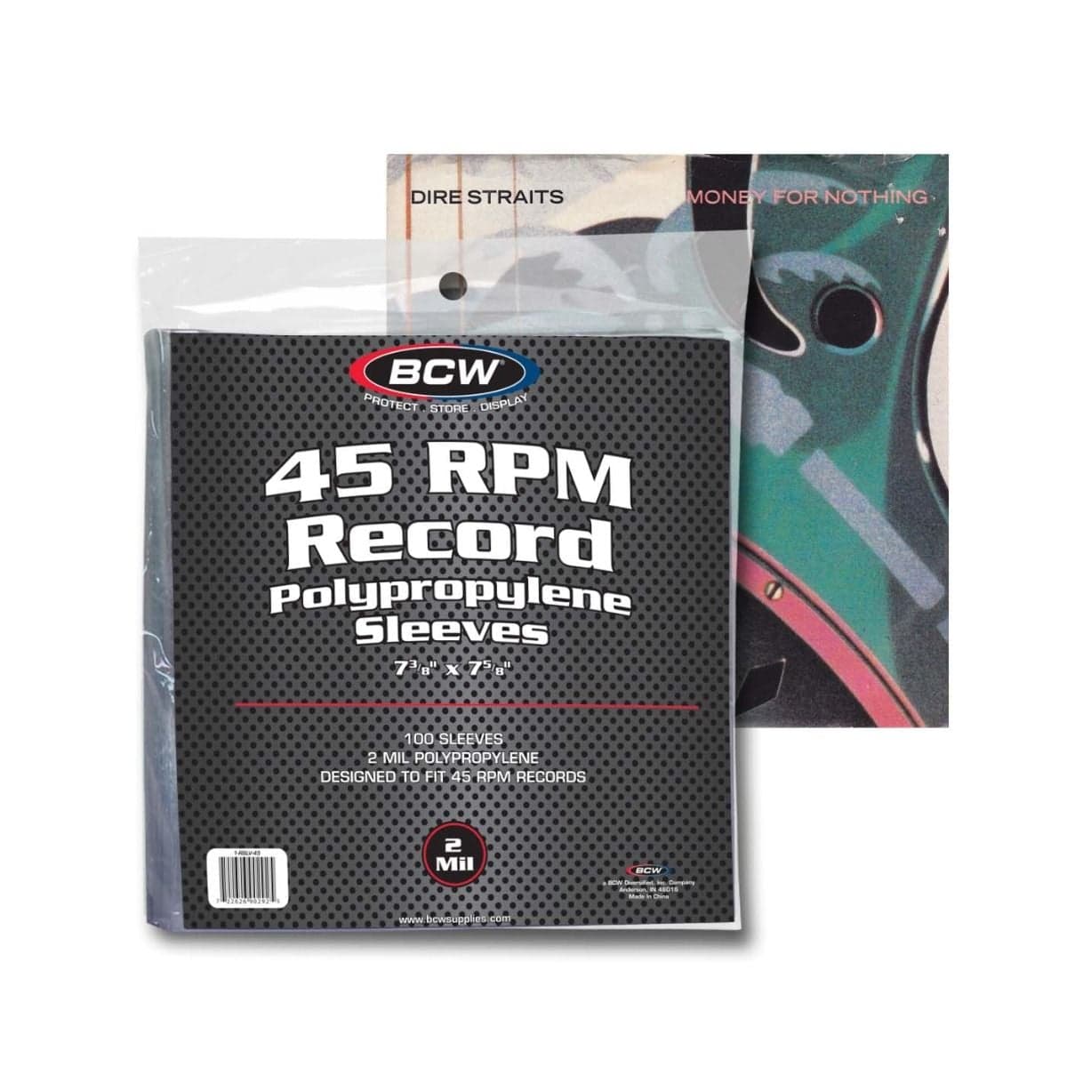 Package of BCW 45 RPM Record Sleeves on top of record