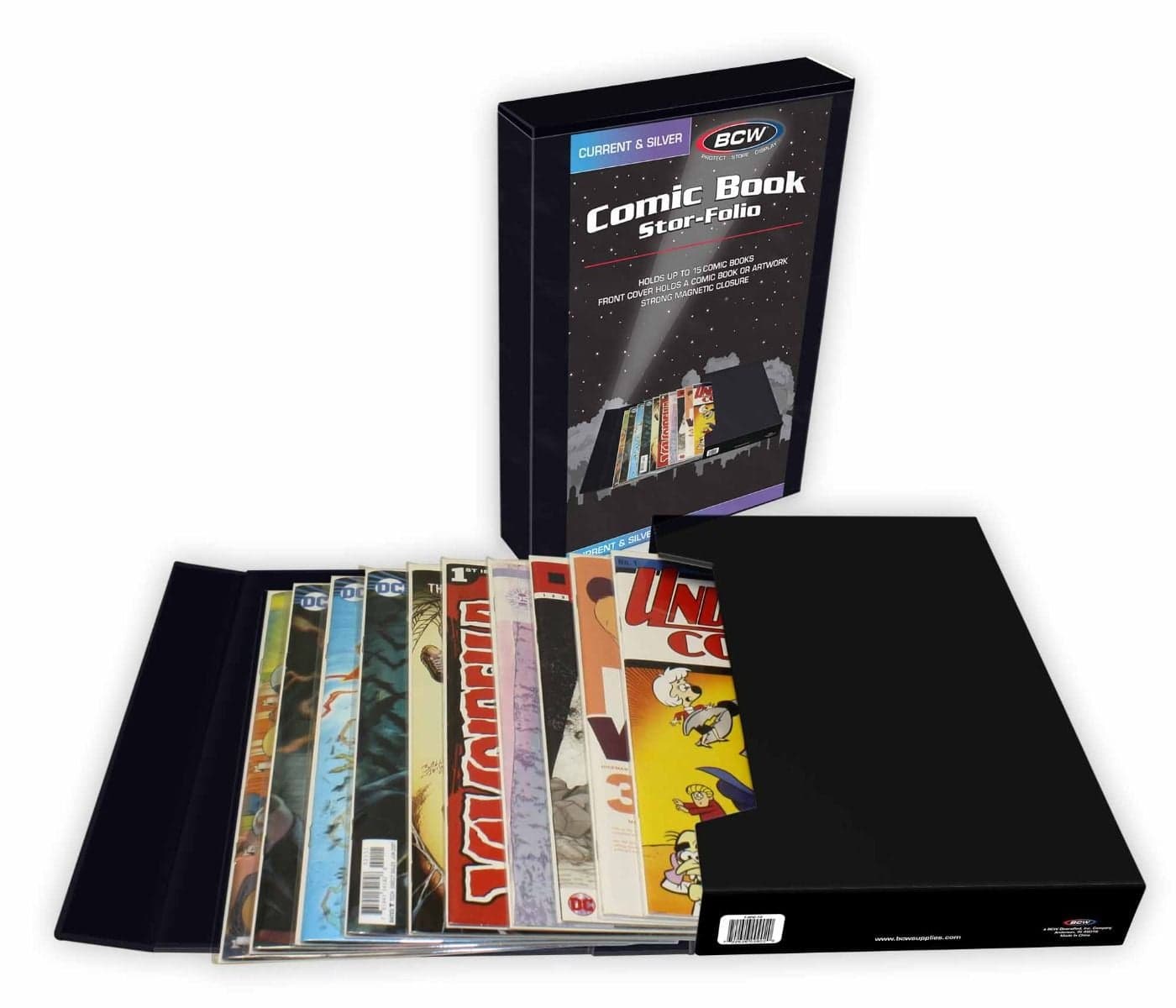 BCW Comic Stor-Folio with bagged and boarded comics