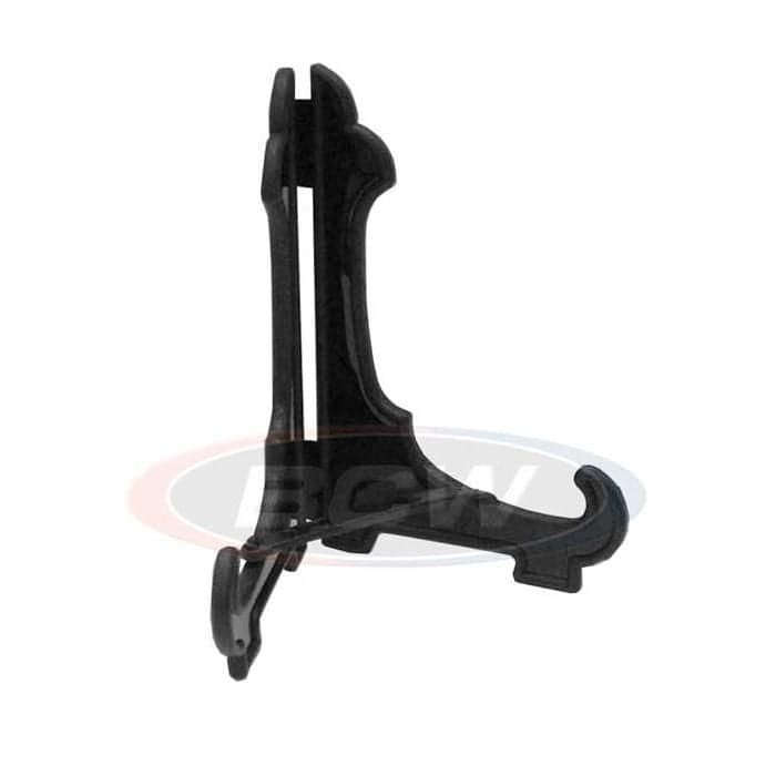Assembled BCW black plastic foldable card stand