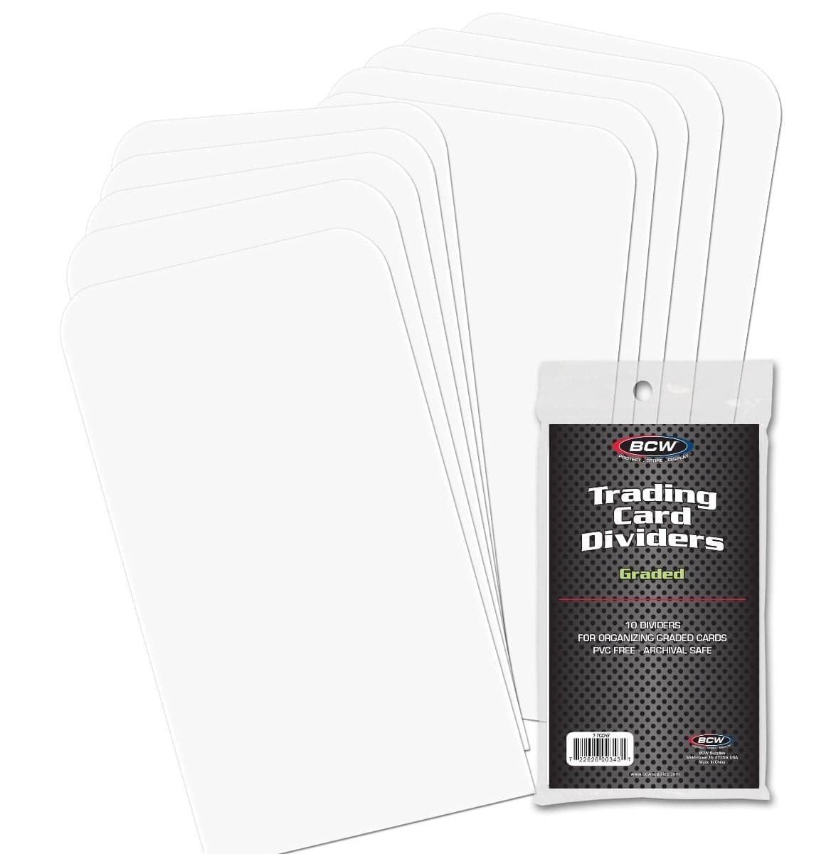 10 fanned BCW Graded Trading Card Dividers and pack