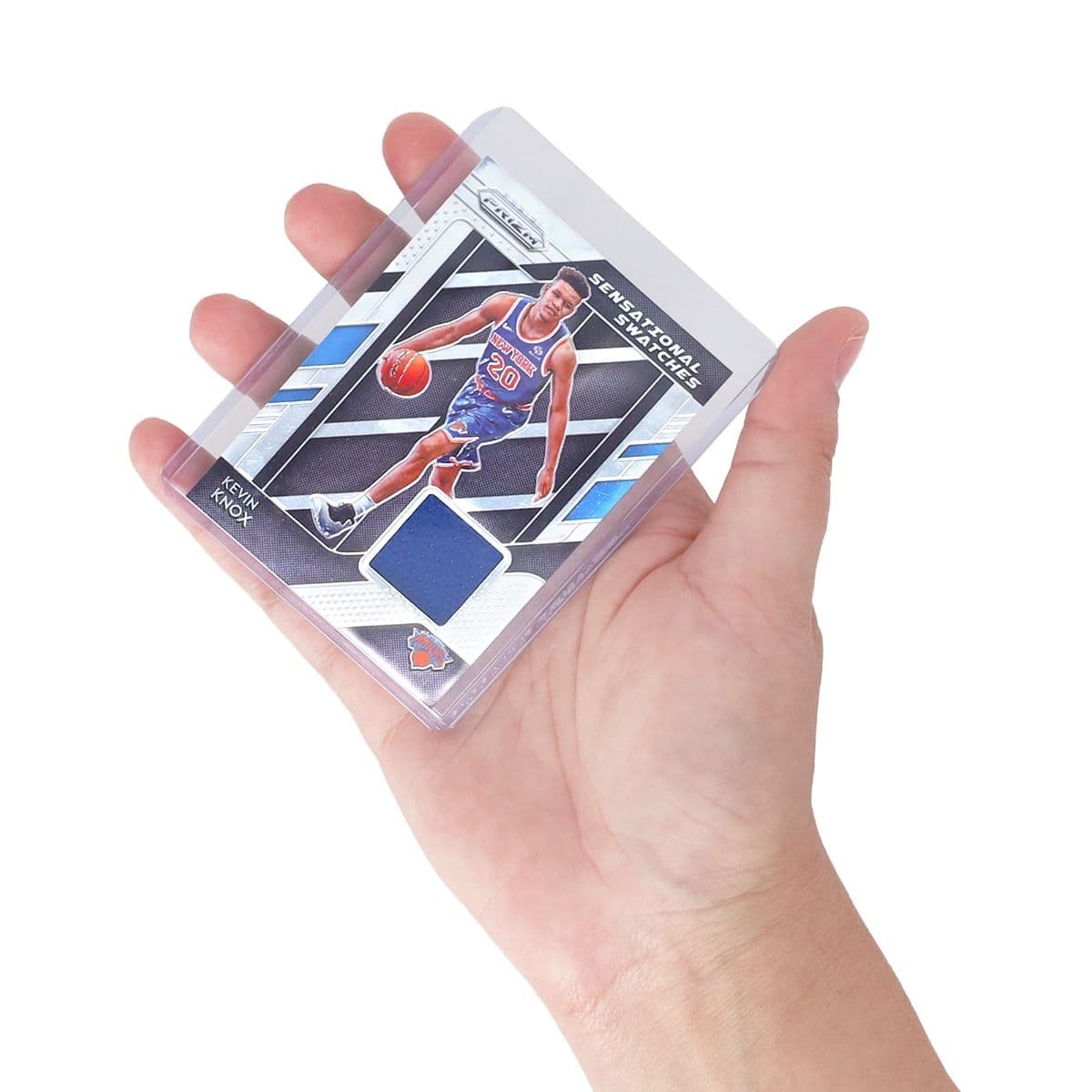 BCW Thick Card Topload Holder - 108 PT, hand holding a thick topload with a stored thick card.