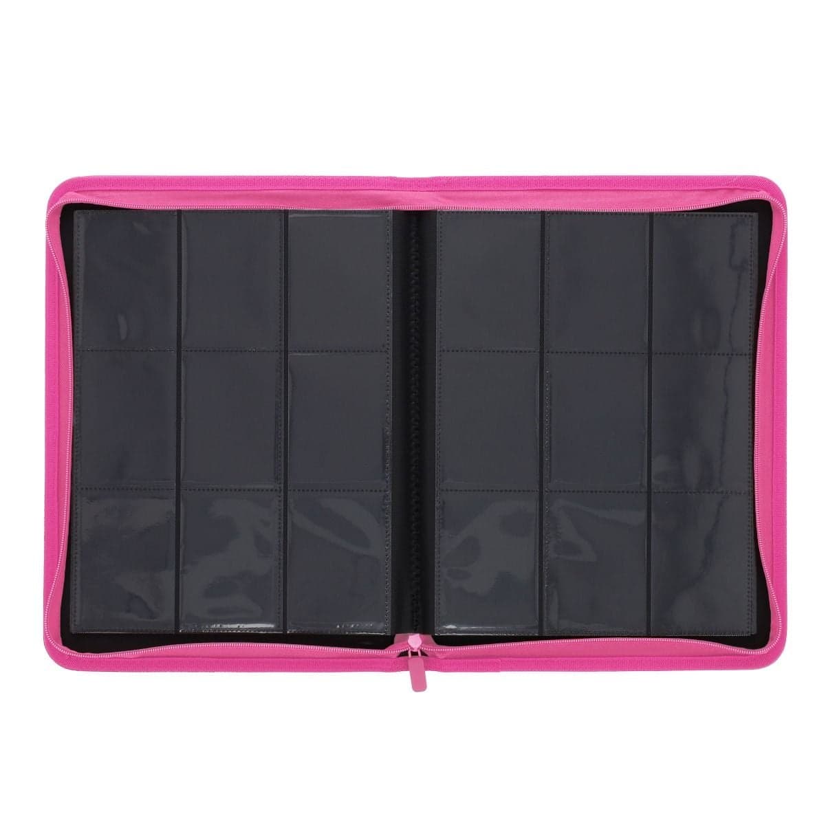 BCW Z-Folio 9-Pocket Album - Pink, opened to the middle fold with empty pages.