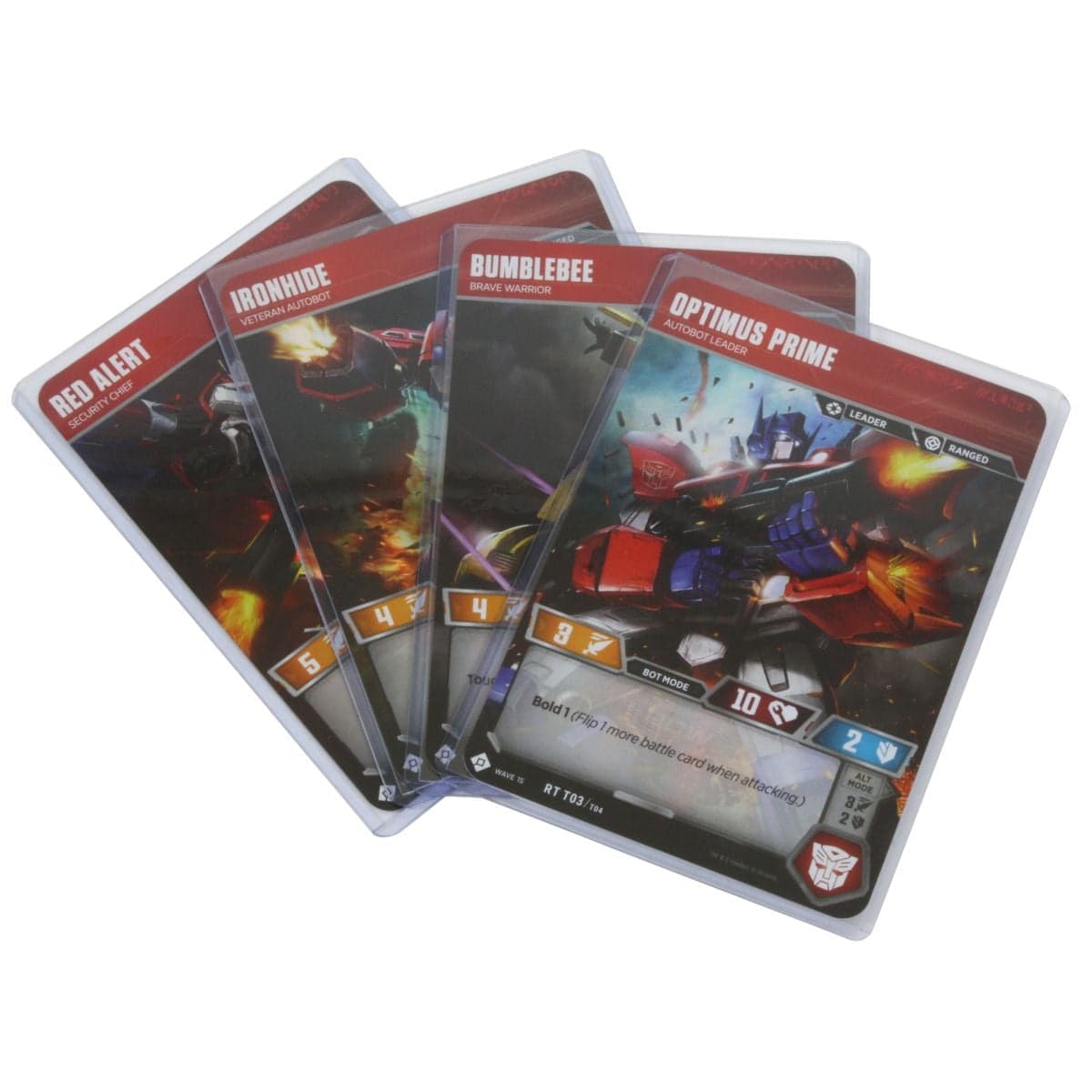 Spread of BCW 3.5" by 5" toploaders with Transformers cards