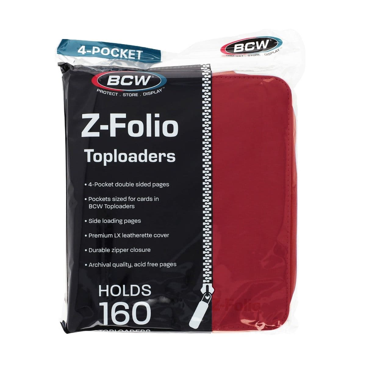 BCW Z-Folio 4-Pocket LX Album - Toploaders - Red front of packaging