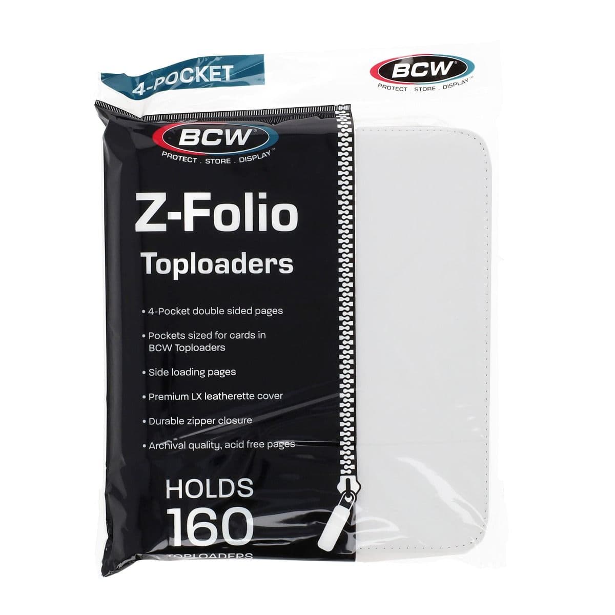 BCW Z-Folio 4-Pocket LX Album - Toploaders - White front of packaging